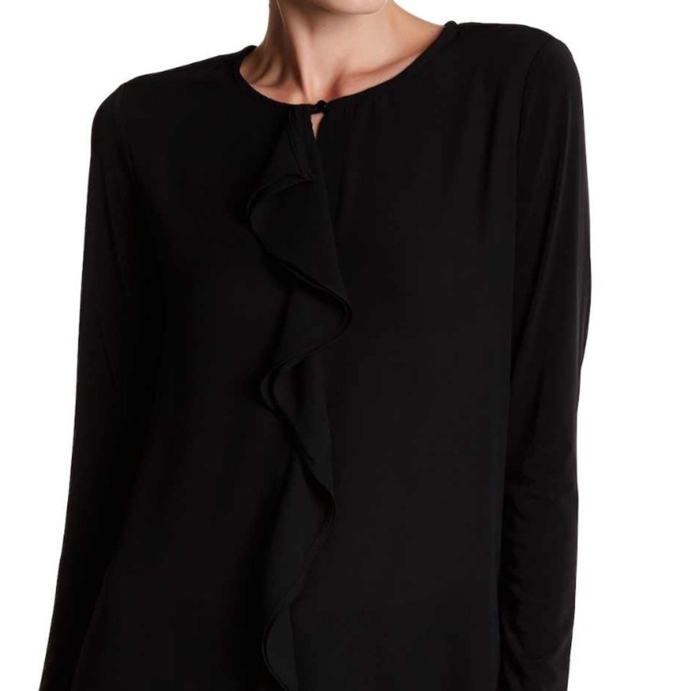 Joe Fresh Black Ruffle Front Blouse Sz Small